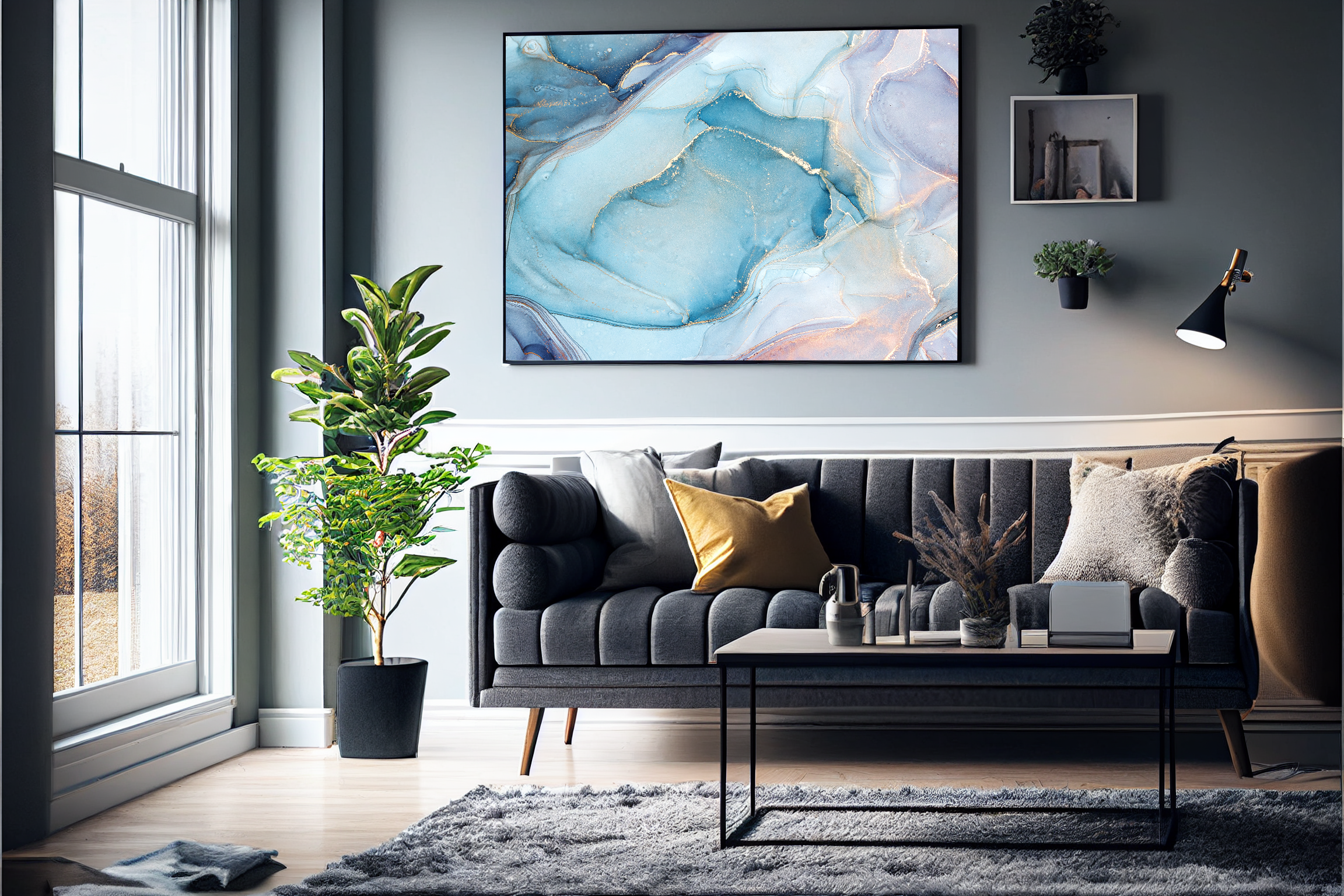 Abstrakt Blå Marble No13 Plakat Lærred - Just Karikatur Plakater