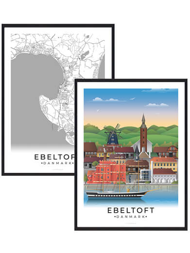 Ebeltoft Byplakatsæt - Plakatdyr.dk Plakater