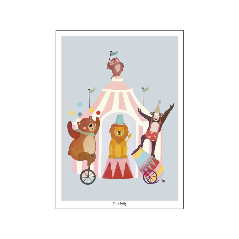 Plakat Lille Cirkus Børneplakat Lyseblå 50x70 - Plakater  - 5713713298392